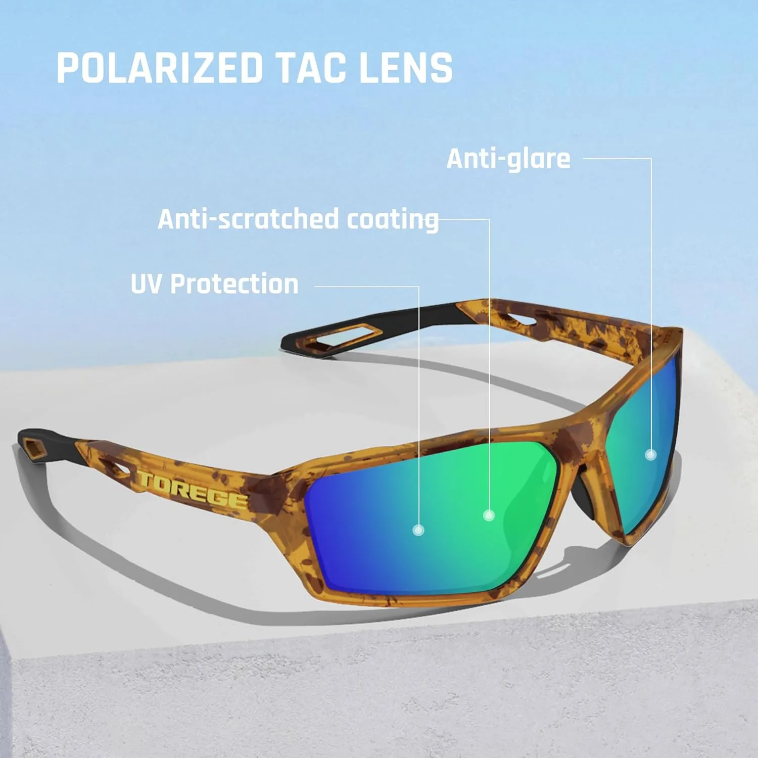 TOREGE Polarized Sports Sunglasses for Men Women Fishing Running Driving Cycling Sunglasses