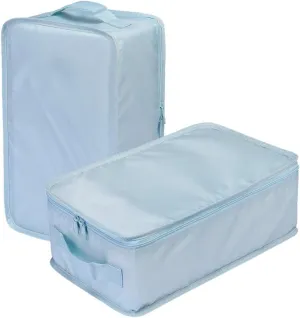 Travel Shoe Bags, Foldable Waterproof Shoe Pouches Organizer-Double Layer (2 Blue Shoe Bags)