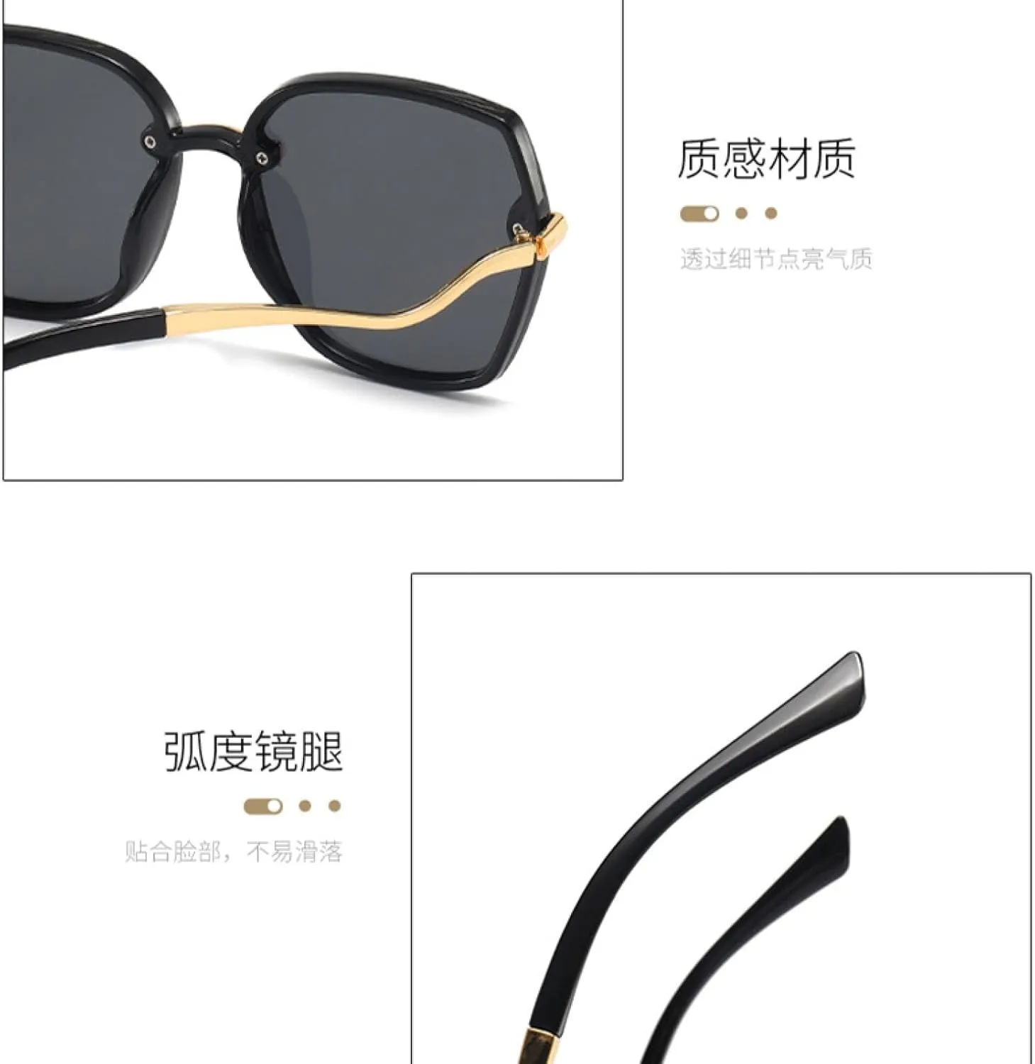 Trend Metal Big Frame Sunglasses Women and Men Fashion Luxury Punk Travel Sunglasses Uv400