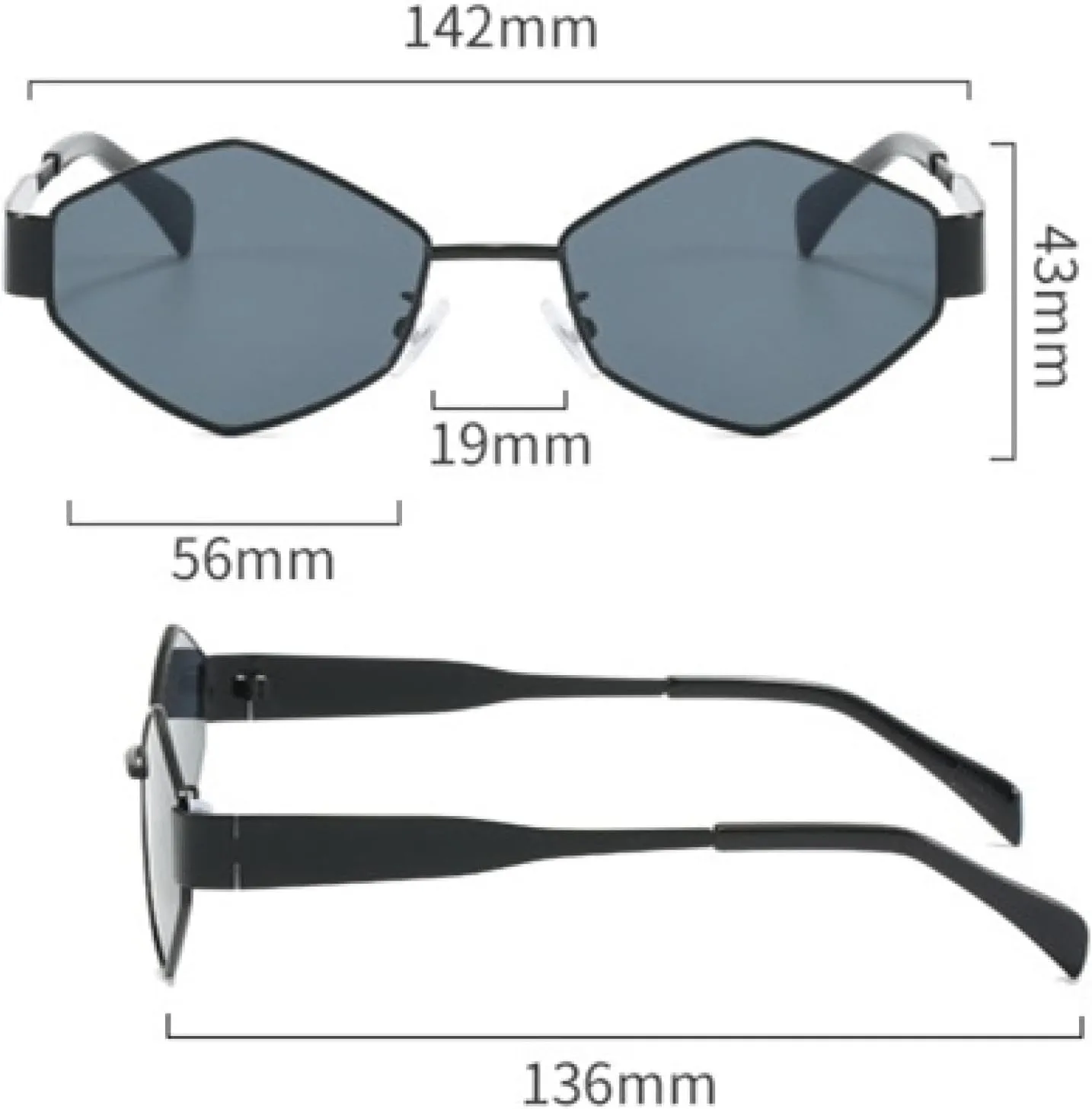 Trendy Hexagon Polygon Sunglasses Women Vintage Metal Small Frame Luxury Glasses Woman Uv400