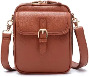 Urvashii Crossbody Leather Bag, Retro Double-Layer Large Capacity Mini Crossbody Bags