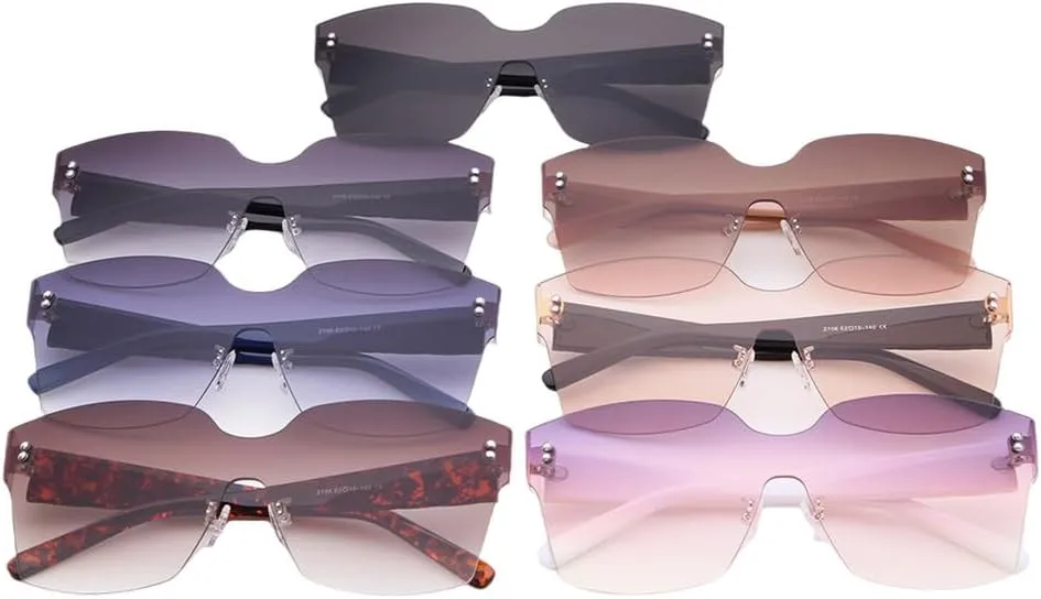 Vintage Fashion Frameless Sunglasses Women Trendy Purple One Piece Len Rimless Sun Glasses