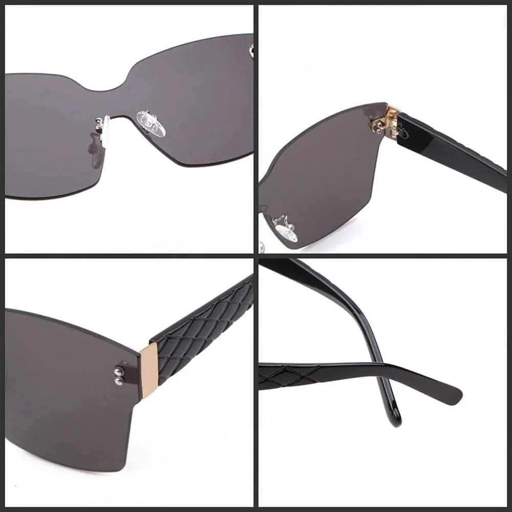 Vintage Fashion Frameless Sunglasses Women Trendy Purple One Piece Len Rimless Sun Glasses