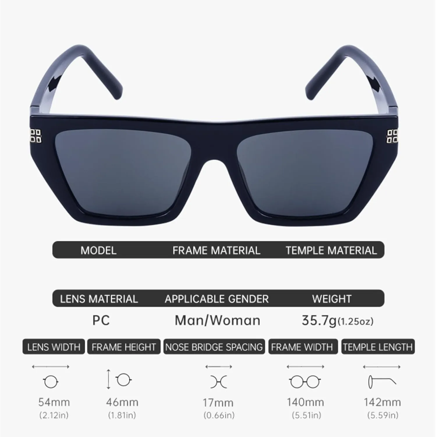 Vintage Rectangular Sunglasses Women Luxury Flat Top Sun Glasses Men Unisex