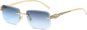 Vintage Rimless Women's Sunglasses Steampunk Retro Metal Frames Eyewear Uv400