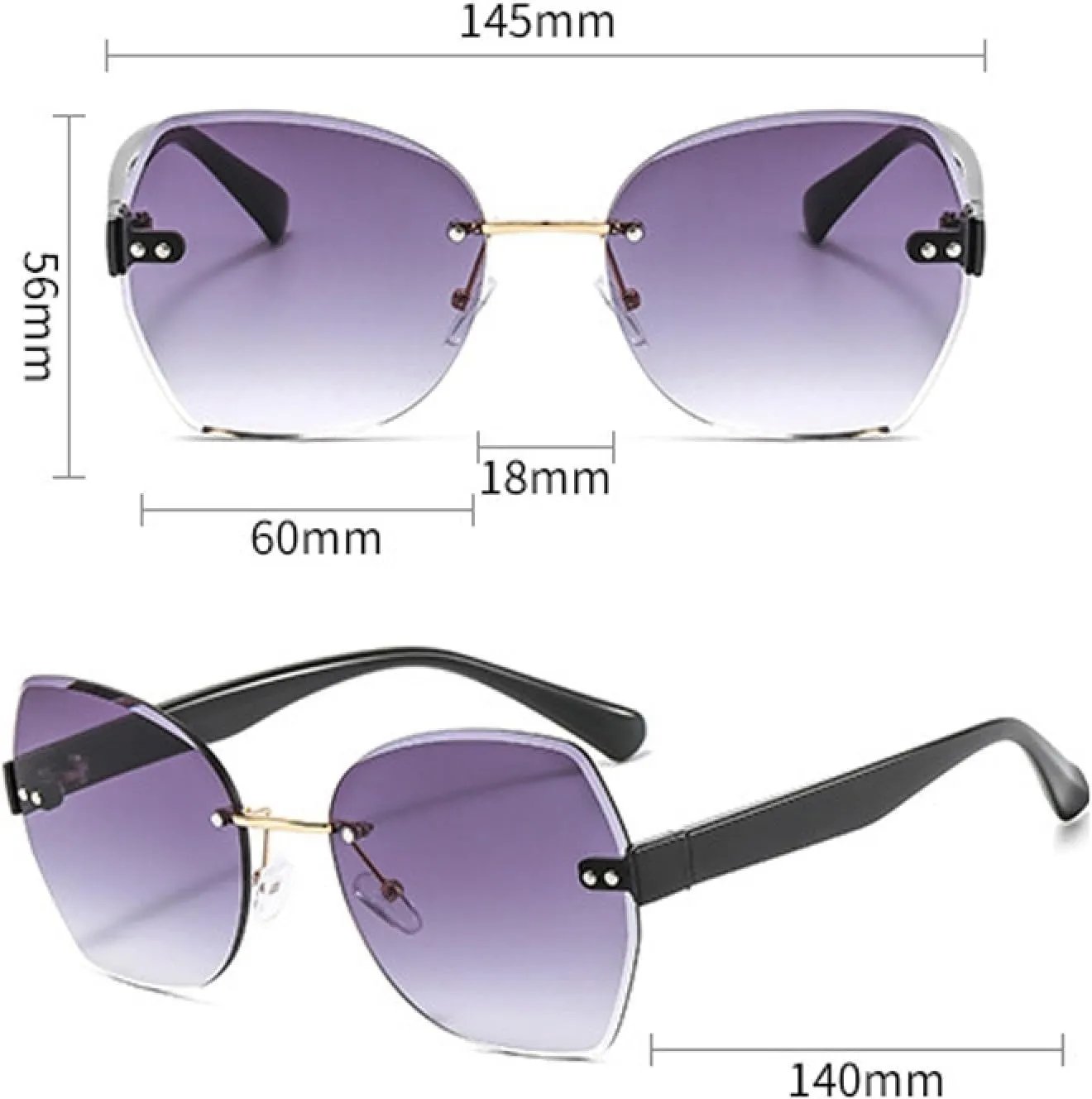 Vintage Trend Rimless Sunglasses Women Men Fashion Luxury Punk Summer Traveling Sun Glasses Uv400