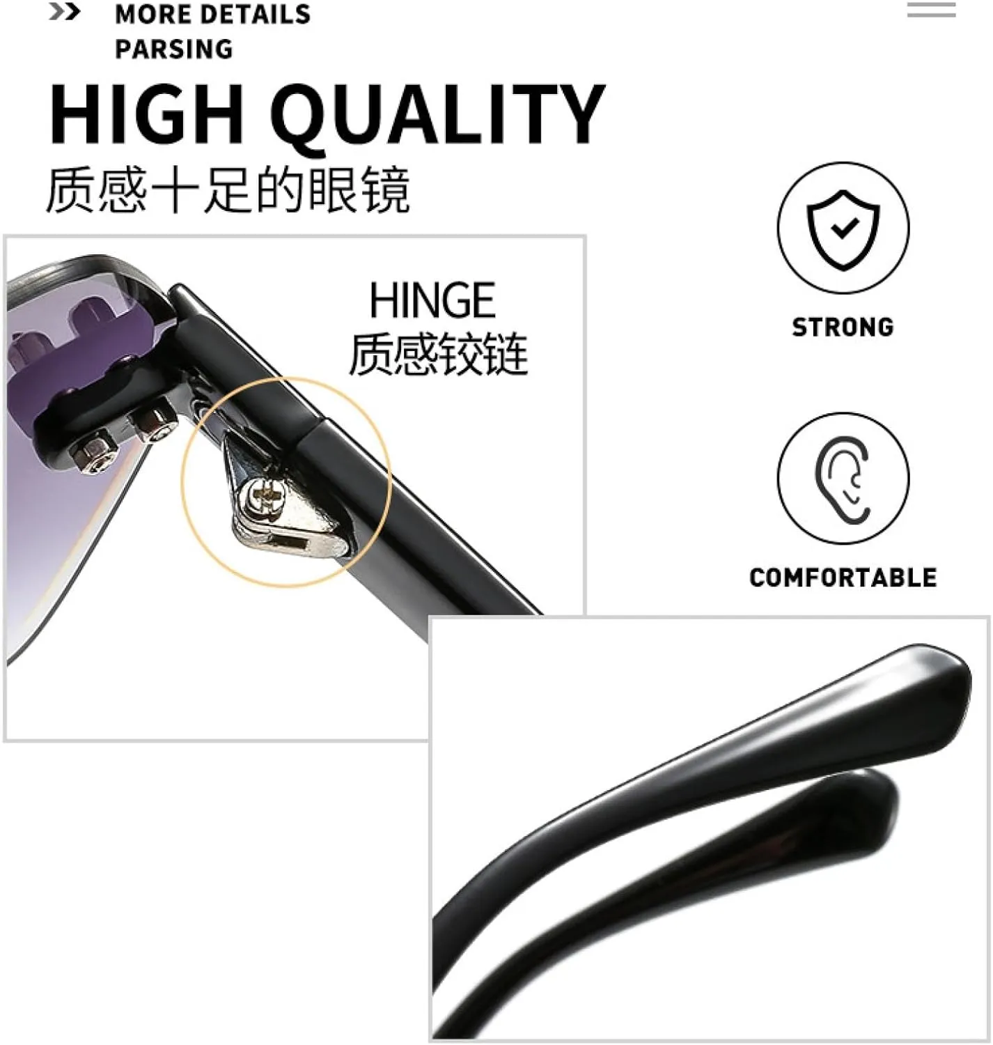 Vintage Trend Rimless Sunglasses Women Men Fashion Luxury Punk Summer Traveling Sun Glasses Uv400