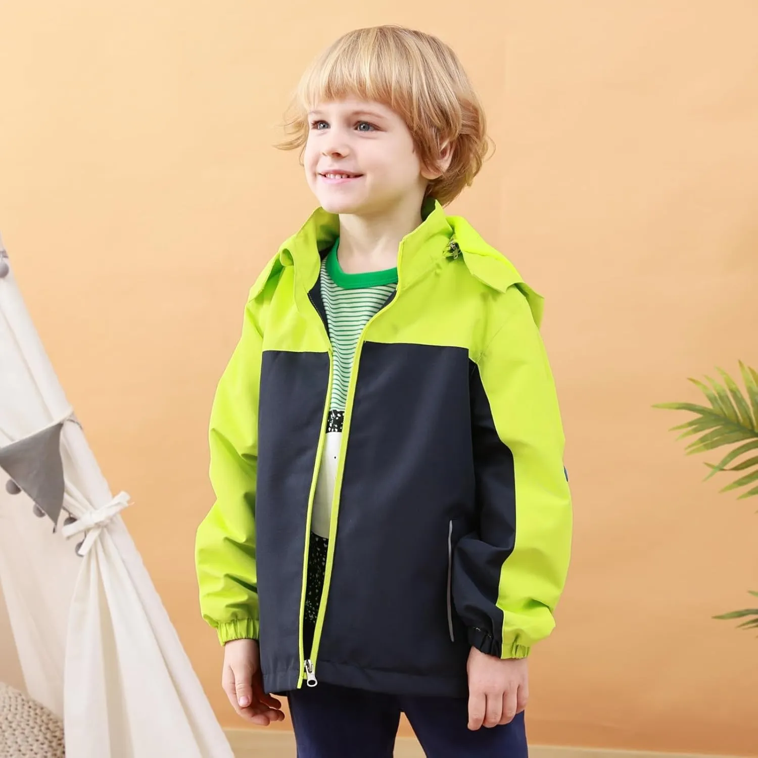 Waterproof Kids Rain Jackets With Hood,Lightweight Toddler Raincoat For Boys Girls，Kids Clothes Windbreaker Jacket