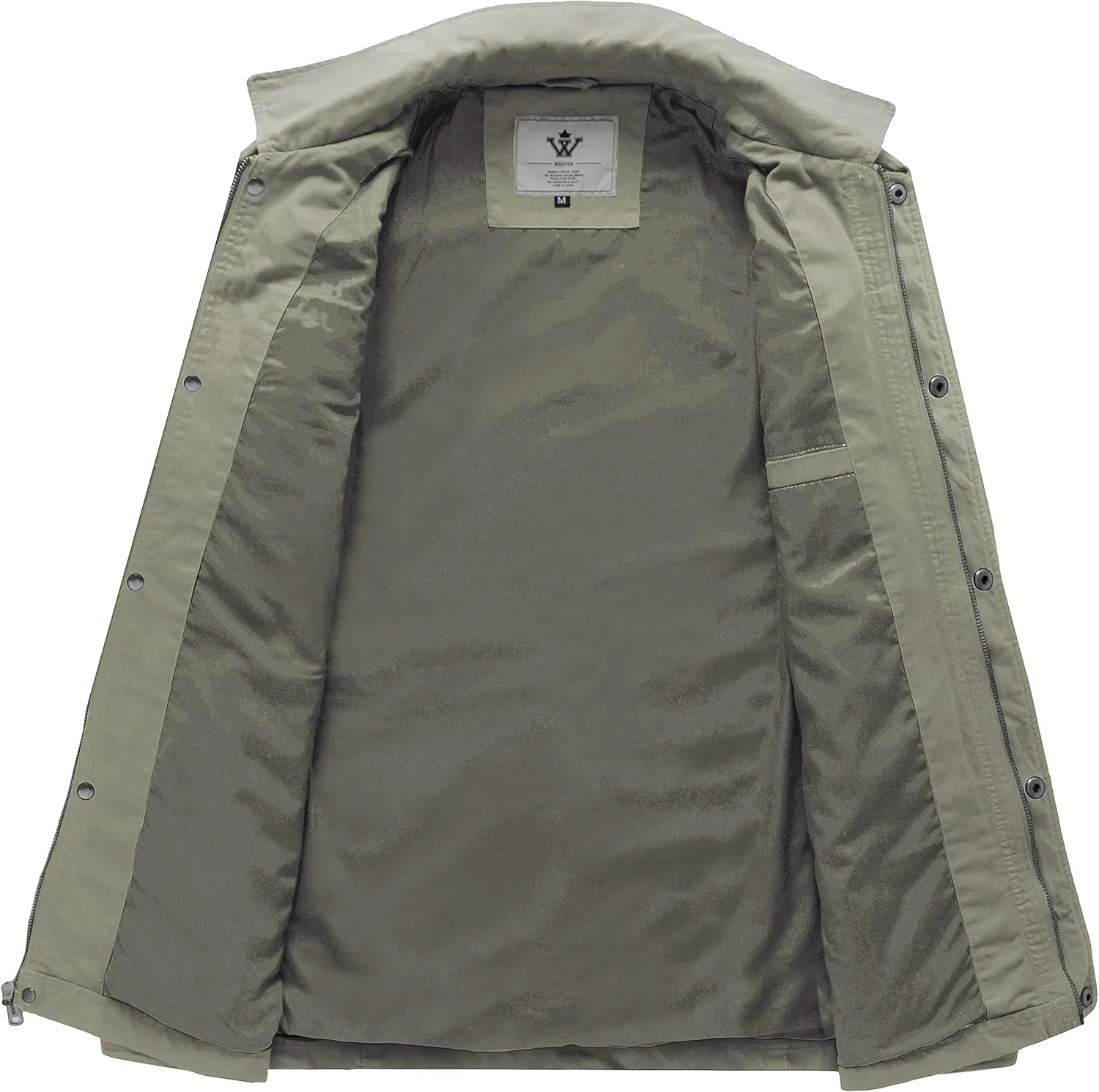 WenVen Men's Casual Canvas Cotton Military Lapel Jacket