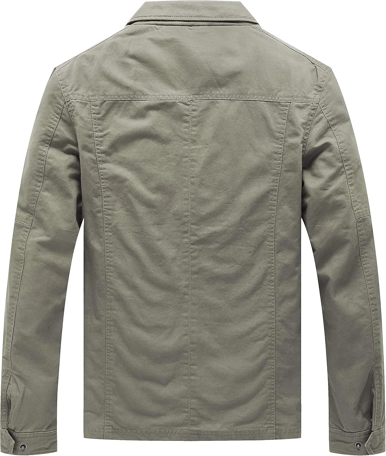 WenVen Men's Casual Canvas Cotton Military Lapel Jacket