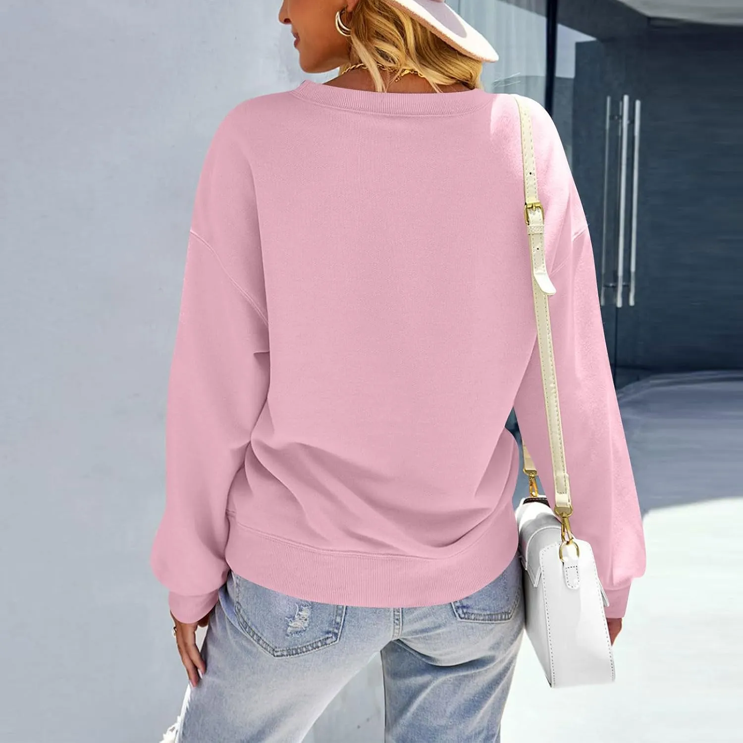 Women Crew Neck Sweatshirts Fall Casual Oversized Sweatshirts Long Sleeve Cute Preppy Sweatshirt Comfort Pullover