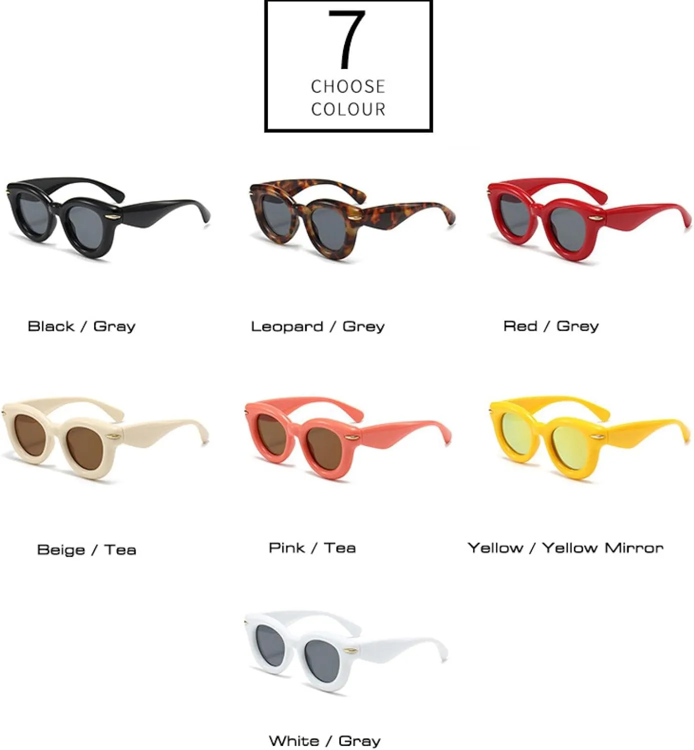 Women Fashion Oval Color Sunglasses Retro Men Punk Round Sun Glasses Shades Uv400
