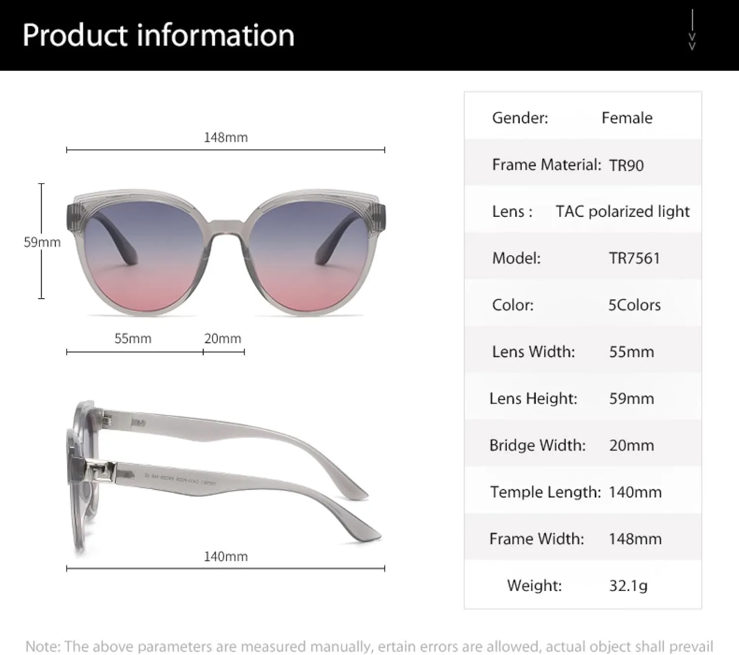 Women Polarized Sunglasses Uv400 Men Oval Frame Camping Beach Party Shade