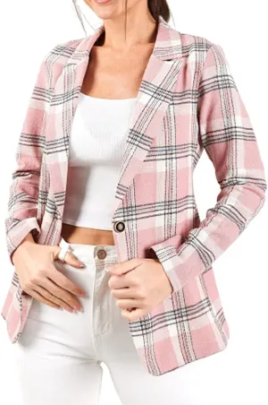 Womens 2023 Plaid Shacket Jacket Casual Button Wool Blend Winter Tartan Trench Coat Long Sleeve Fall Shirt Jacket Coat