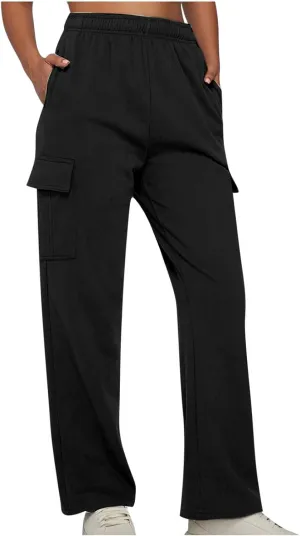 Womens Cargo Sweatpants Joggers Drawstring Waist Baggy Pants Fall Fashion Outfits Y2K Clothes 2024 with Pockets