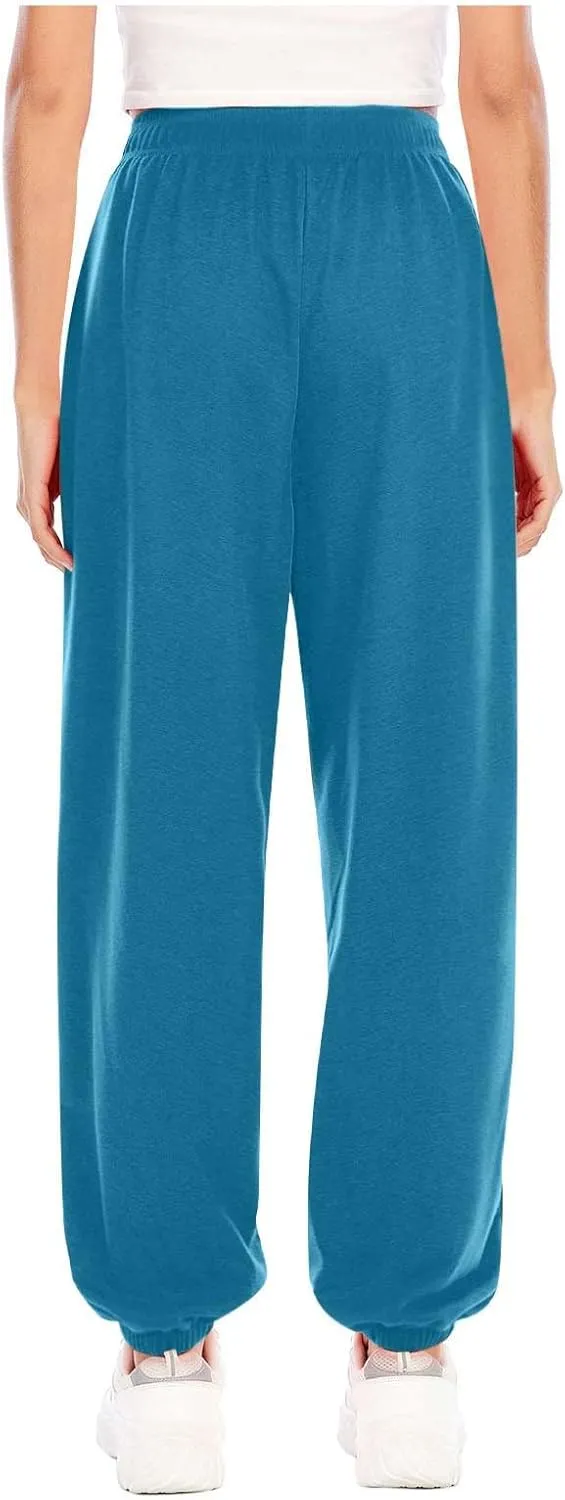 Womens Cinch Bottom Sweatpants High Waist Sporty Gym Athletic Fit Jogger Pants Lounge Trousers Baggy Sweatpants