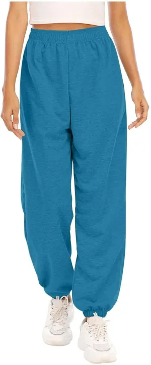 Womens Cinch Bottom Sweatpants High Waist Sporty Gym Athletic Fit Jogger Pants Lounge Trousers Baggy Sweatpants
