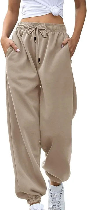 Women's Cinch Bottom Sweatpants Pockets Fashion High Waist Sporty Gym Pants Athletic Fit Jogger Pants Lounge Trousers