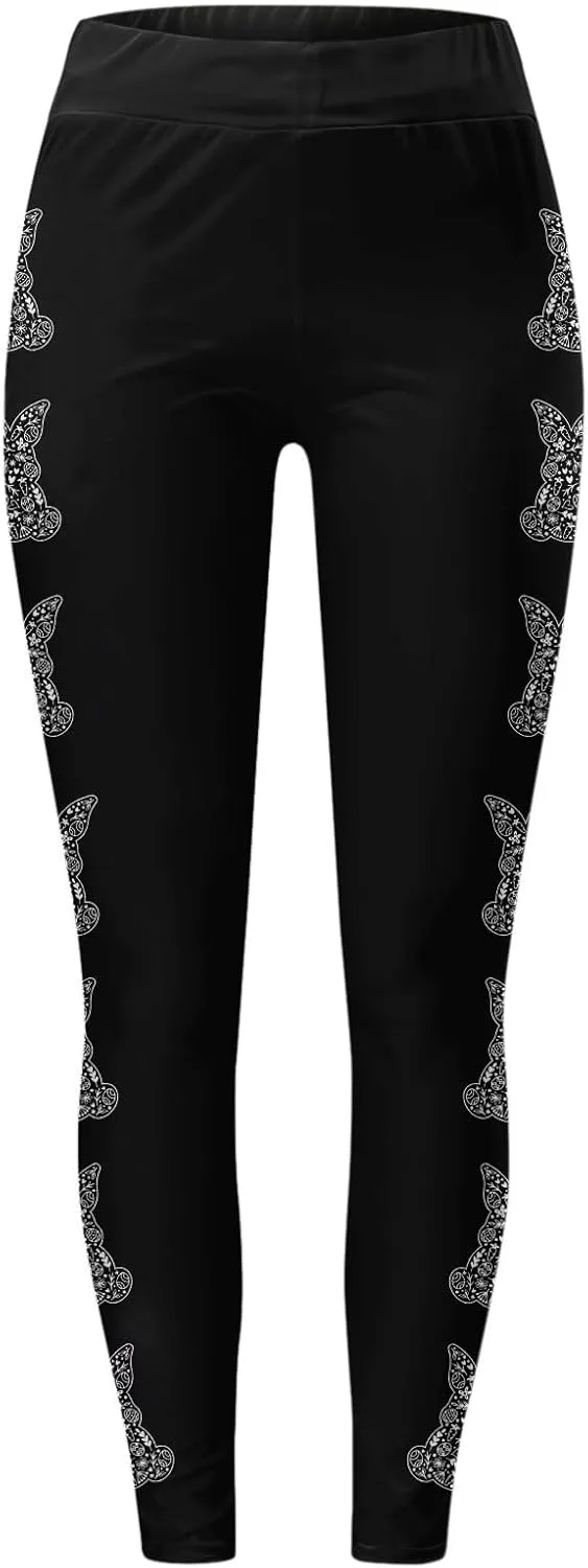 Women's Compression Yoga Gym Tights Sporty Graphic Ultra Soft Leggings Skimpy High Waisted Tummy Control Yoga Pants