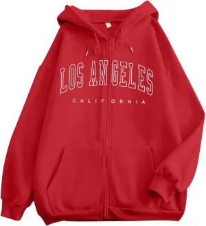 Womens Graphic Hoodies Zip Up Comfortable Lightweight Soft Pullover Long Sleeve Plus Size Slogan Letter Print Sweatshirt