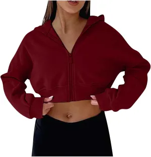 Women's Half Zipper Cropped Sweatshirts Hoodies,2024 Winter V Neck Long Sleeve Pullover Tunic with Thumb Hole