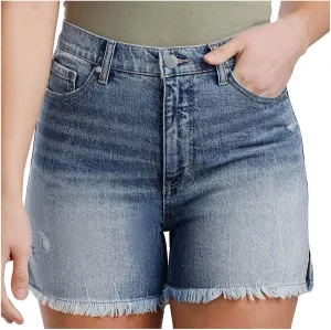 Women's Jeans Casual High Waisted Denim Shorts Hem Ripped Jeans Shorts with Pocket Summer Casual Short Jeans