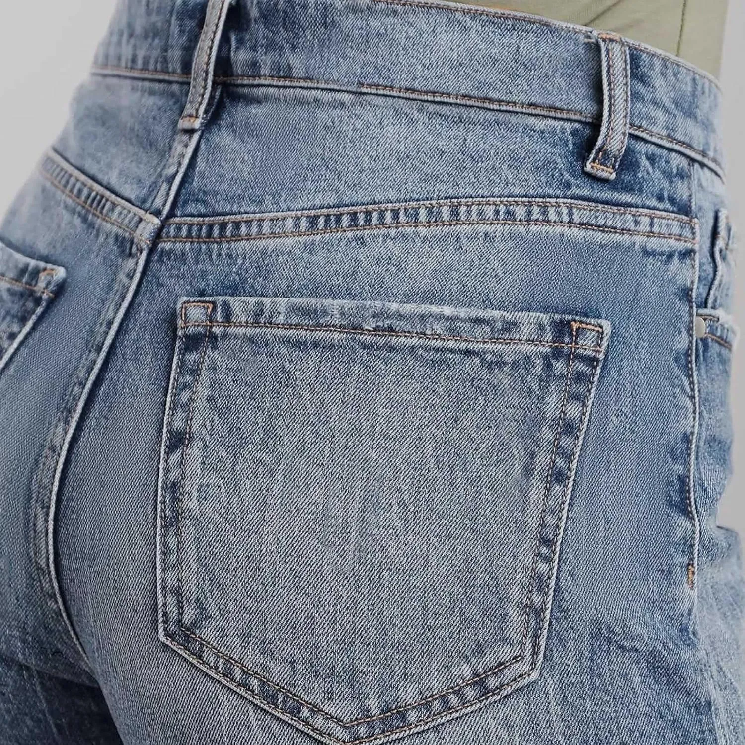 Women's Jeans Casual High Waisted Denim Shorts Hem Ripped Jeans Shorts with Pocket Summer Casual Short Jeans