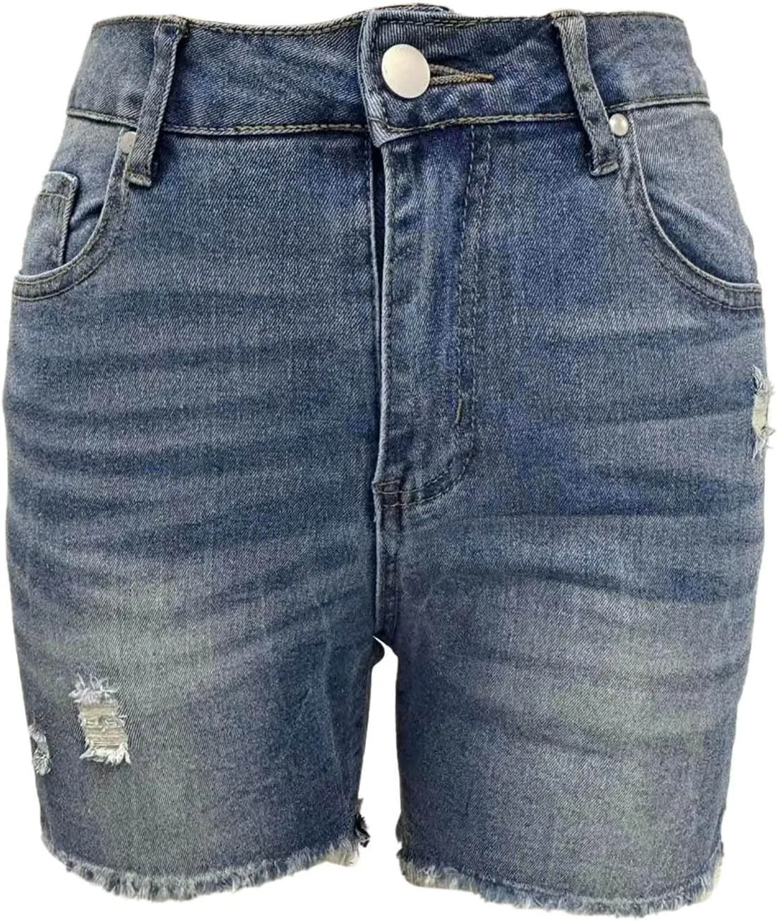 Women's Jeans Casual High Waisted Denim Shorts Hem Ripped Jeans Shorts with Pocket Summer Casual Short Jeans