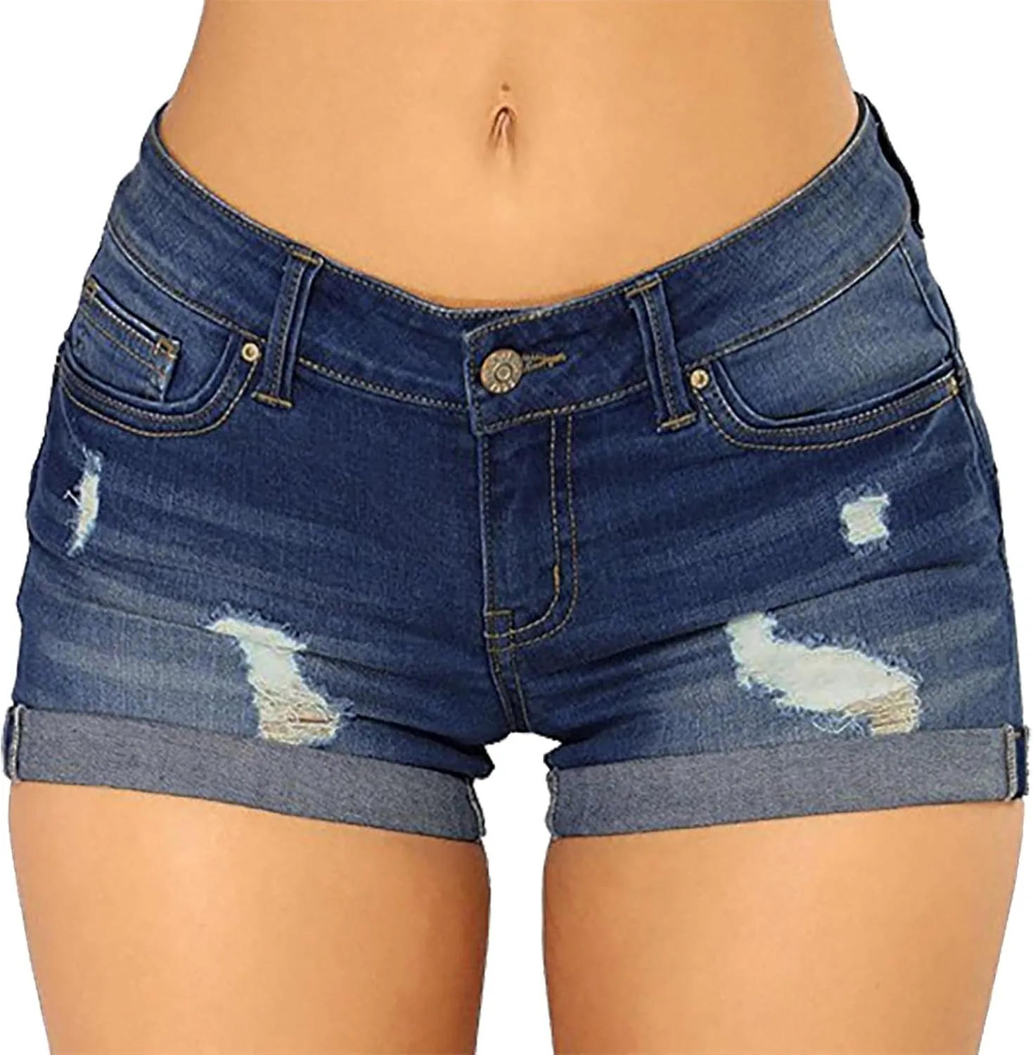 Women's Jeans Ripped High Waisted Denim Shorts Stretchy Jean Shorts