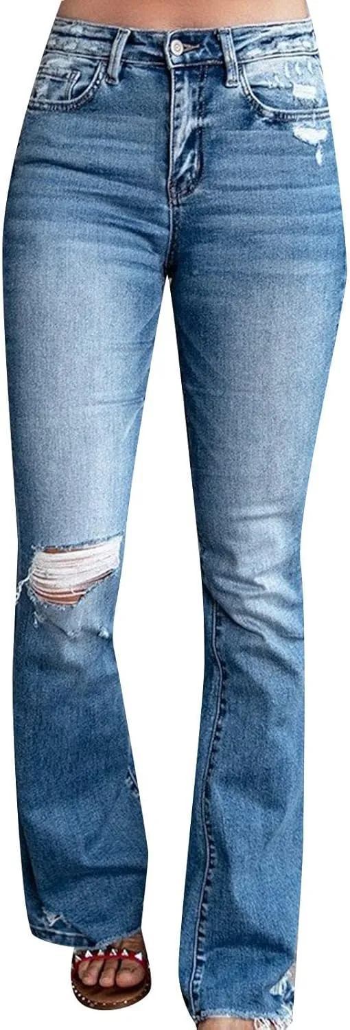 Women's Jeans Wear Holes High Waisted Retro Stretch Slim Micro Bottoms