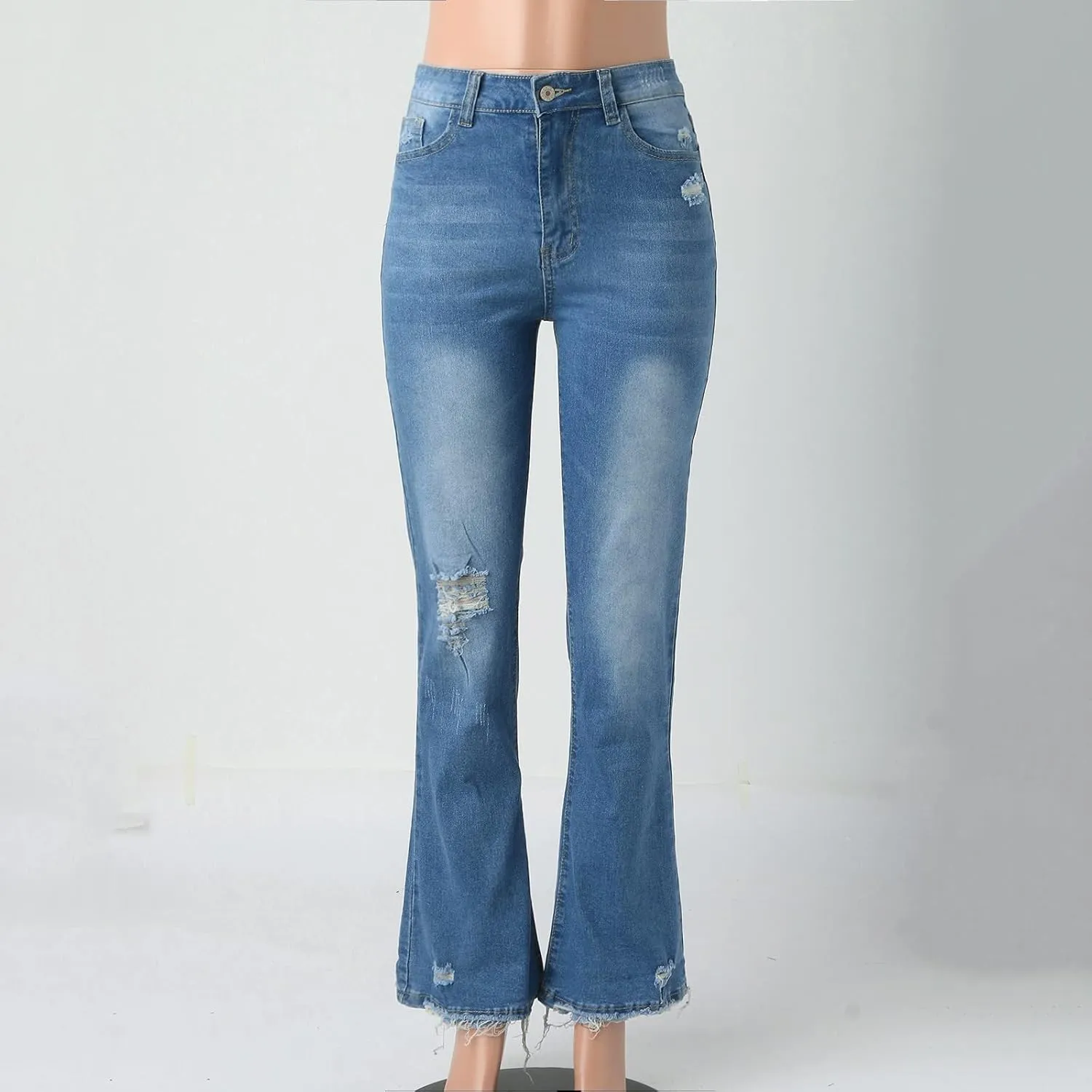 Women's Jeans Wear Holes High Waisted Retro Stretch Slim Micro Bottoms