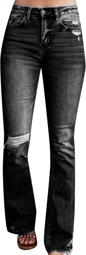 Women's Jeans Wear Holes High Waisted Retro Stretch Slim Micro Bottoms