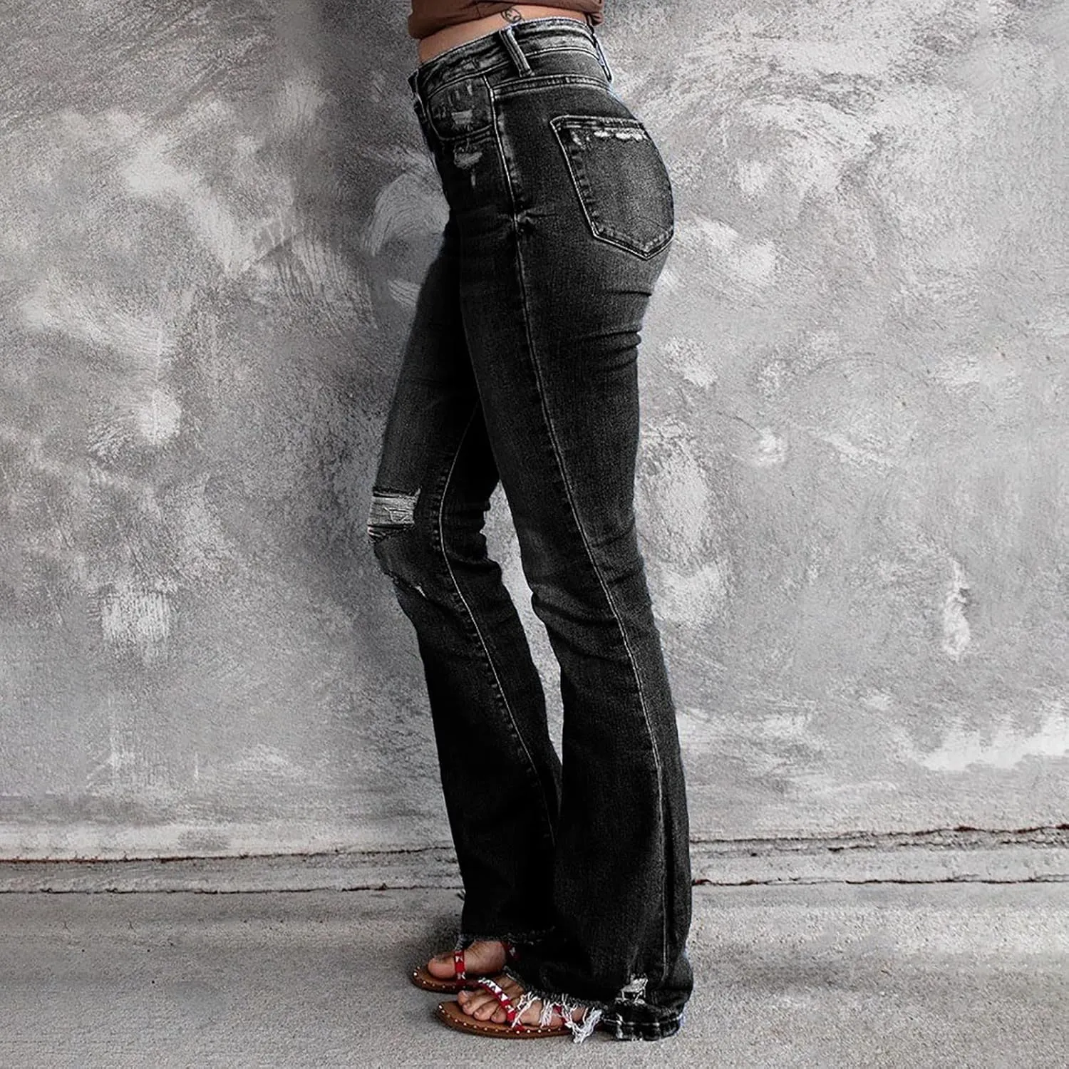 Women's Jeans Wear Holes High Waisted Retro Stretch Slim Micro Bottoms