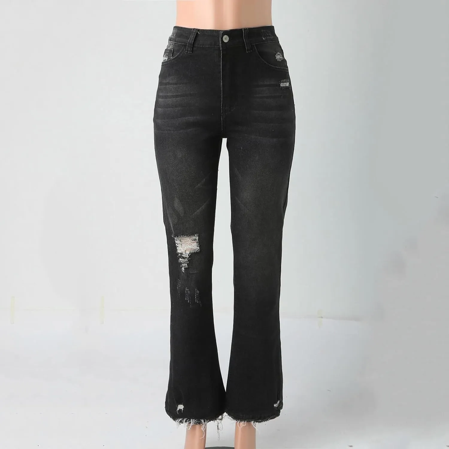 Women's Jeans Wear Holes High Waisted Retro Stretch Slim Micro Bottoms