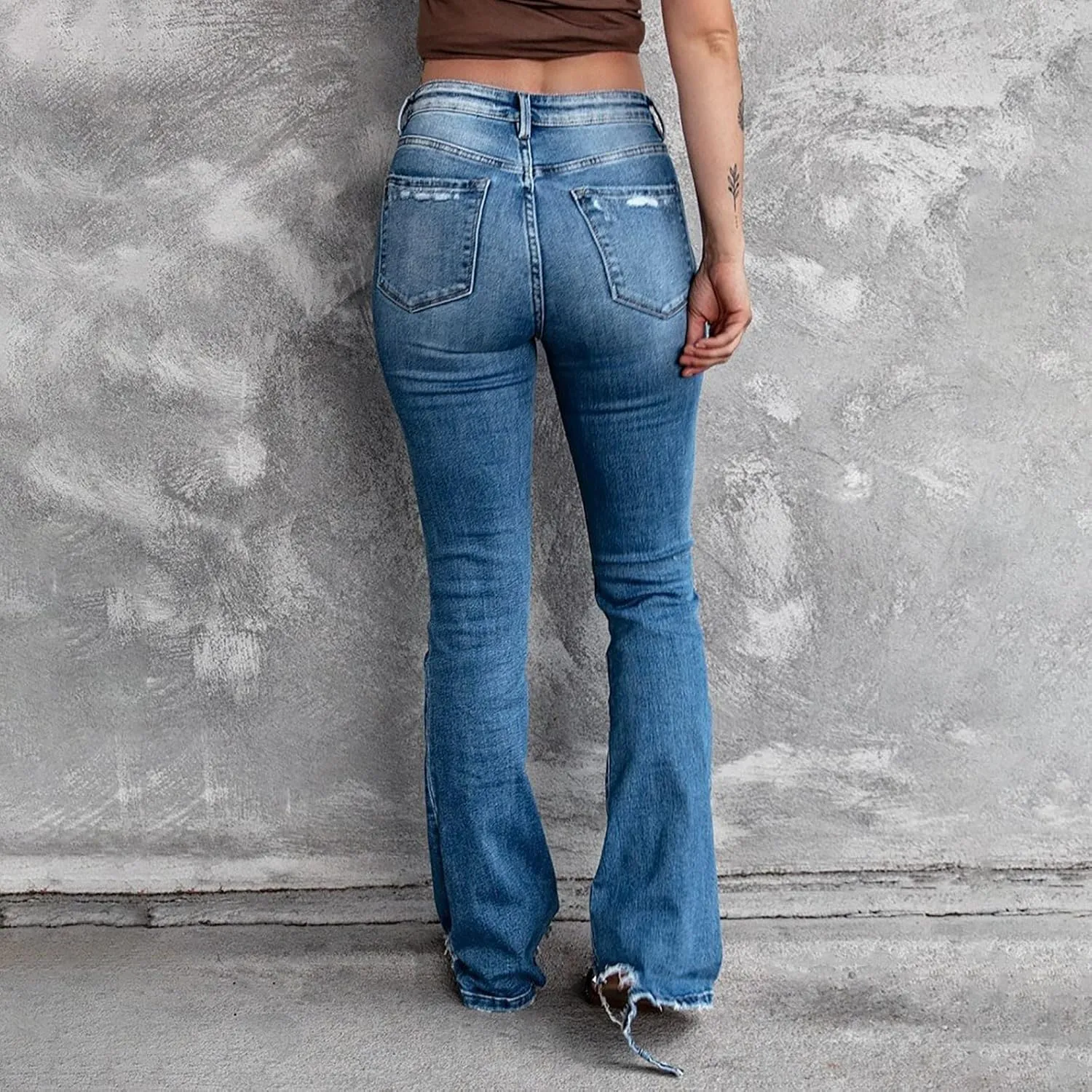 Women's Jeans Wear Holes High Waisted Retro Stretch Slim Micro Bottoms