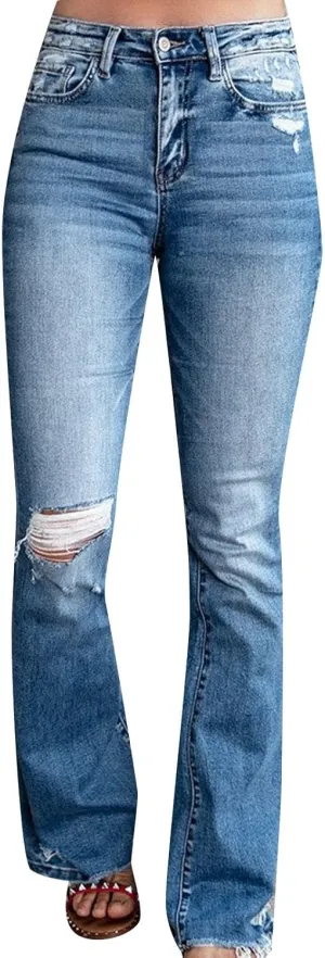 Women's Jeans Wear Holes High Waisted Retro Stretch Slim Micro Bottoms