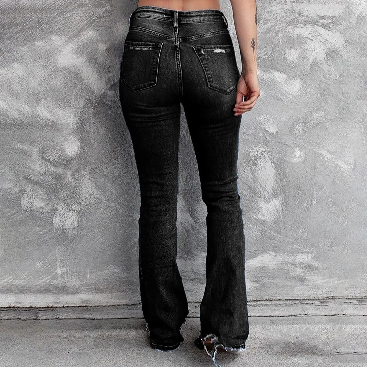 Women's Jeans Wear Holes High Waisted Retro Stretch Slim Micro Bottoms