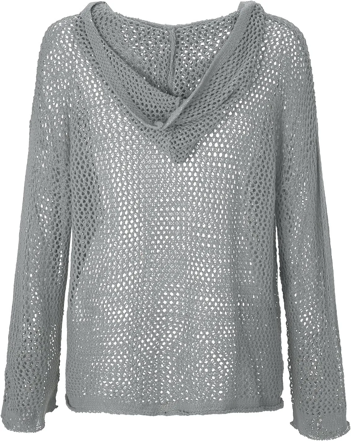 Womens See Through Sweaters Fashion Hollow Out Mesh Hoodies Lightweight Breathable Long Sleeve Crewneck Pullover Tops