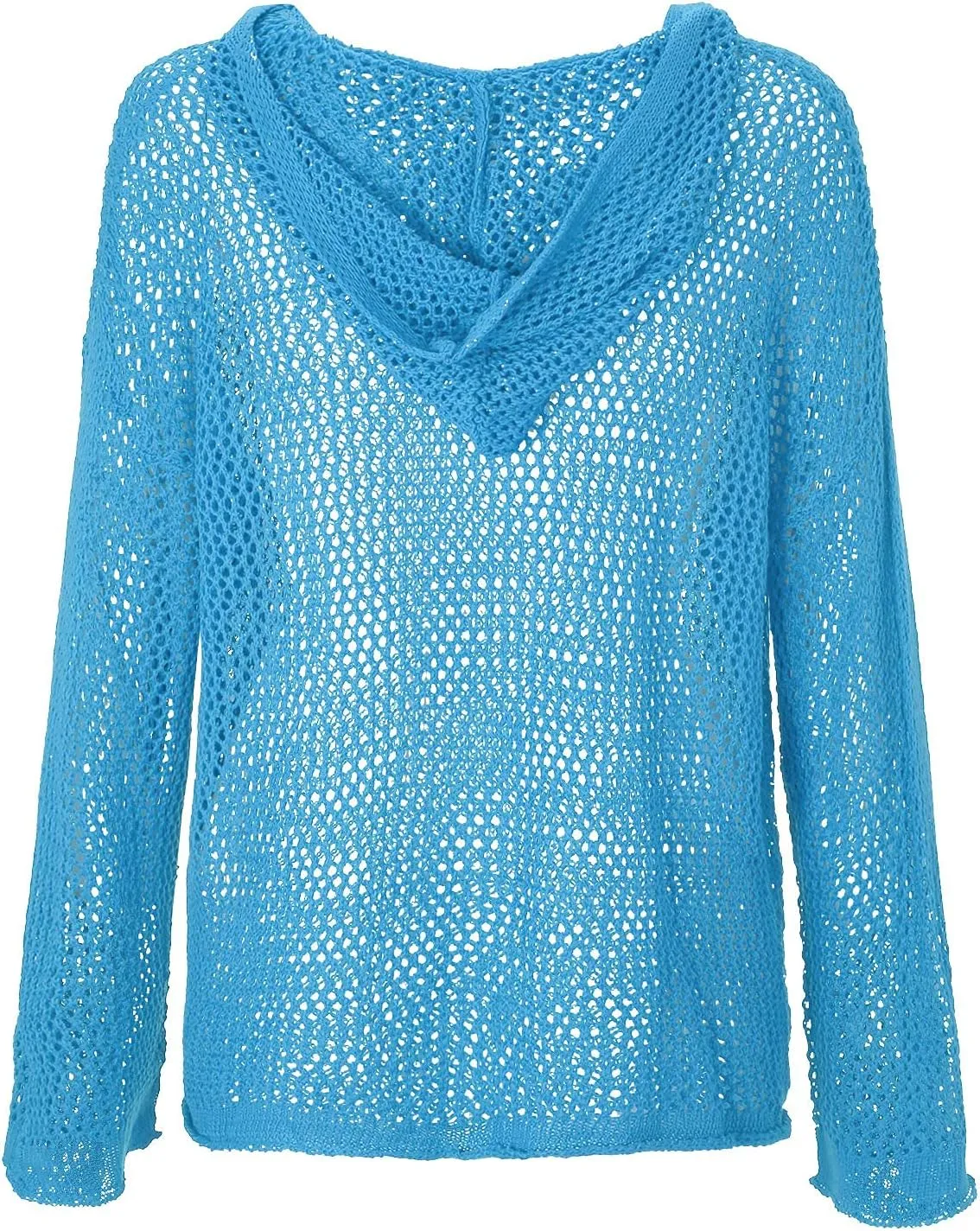 Womens See Through Sweaters Fashion Hollow Out Mesh Hoodies Lightweight Breathable Long Sleeve Crewneck Pullover Tops