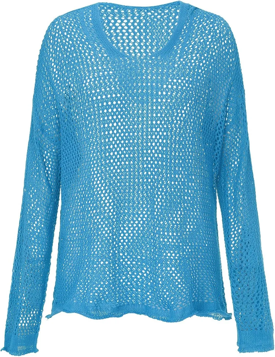 Womens See Through Sweaters Fashion Hollow Out Mesh Hoodies Lightweight Breathable Long Sleeve Crewneck Pullover Tops