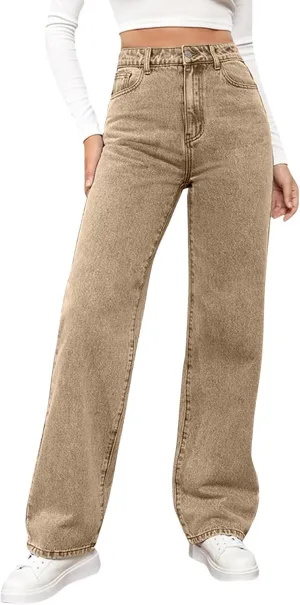 Womens Straight Leg Jeans 2025 Trendy High Waisted Wide Leg Pants Casual Loose Microelastic Boyfried Denim Trousers