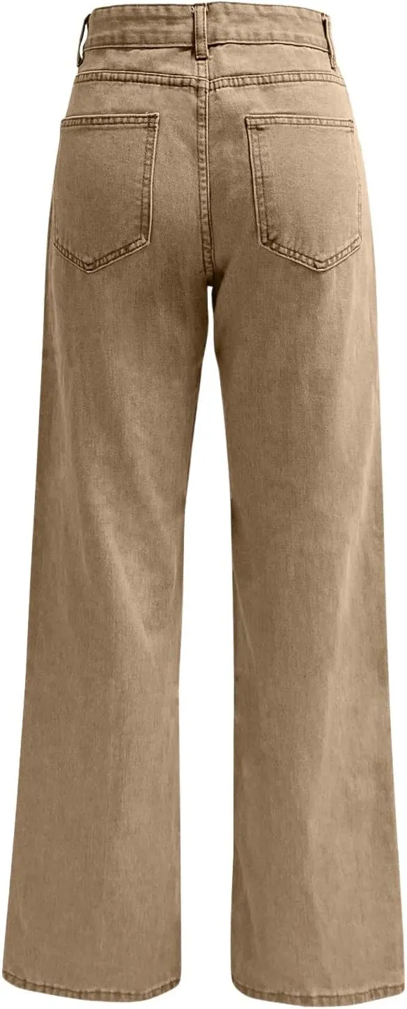 Womens Straight Leg Jeans 2025 Trendy High Waisted Wide Leg Pants Casual Loose Microelastic Boyfried Denim Trousers