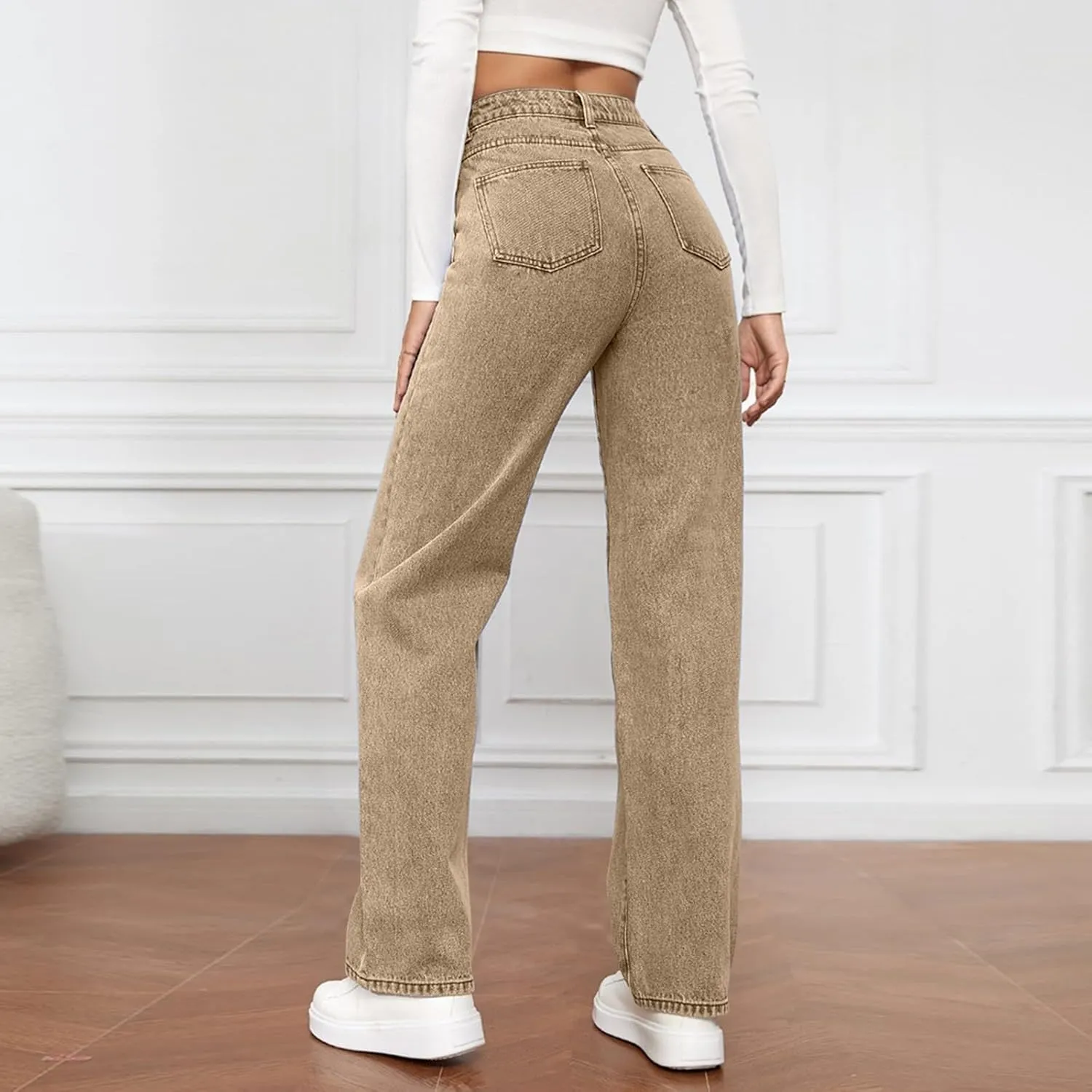 Womens Straight Leg Jeans 2025 Trendy High Waisted Wide Leg Pants Casual Loose Microelastic Boyfried Denim Trousers