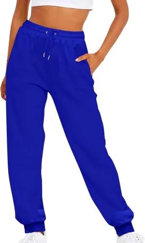 Women's Sweatpants 2023 Pockets High Waist Sporty Gym Athletic Jogger Pants Casual Loose Wide Leg Cozy Pants Lounge Trousers