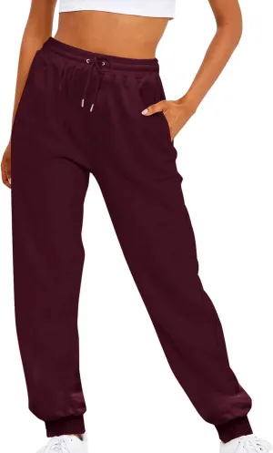 Women's Sweatpants 2023 Pockets High Waist Sporty Gym Athletic Jogger Pants Casual Loose Wide Leg Cozy Pants Lounge Trousers