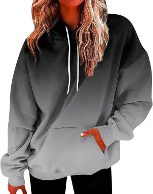 Womens Sweatshirts Fall 2023, Women's Fashion Loose Casual Daily Long Sleeve Gradient Patchwork Sweatshirts
