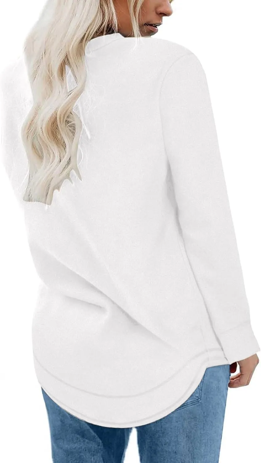Womens Tops Ladies Tunics Casual Shirts Long Sleeve Pullover Blouses Crewneck Fleece Fashion Clothing Sweatshirts