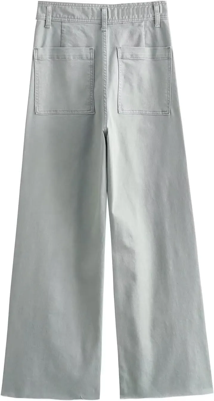 Women's Wide Leg Jeans High Waisted Stretchy Trendy Casual Versatile Work Denim Pants Trousers 2025