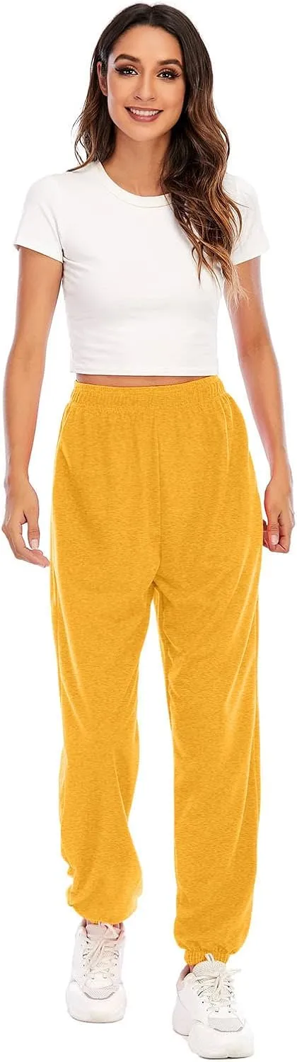 Women's Wide Leg Sweatpants 2023 Lounge Baggy Cinch Bottom Sweat Pants Joggers High Waist Sporty Gym Athletic Loose Fit Pants