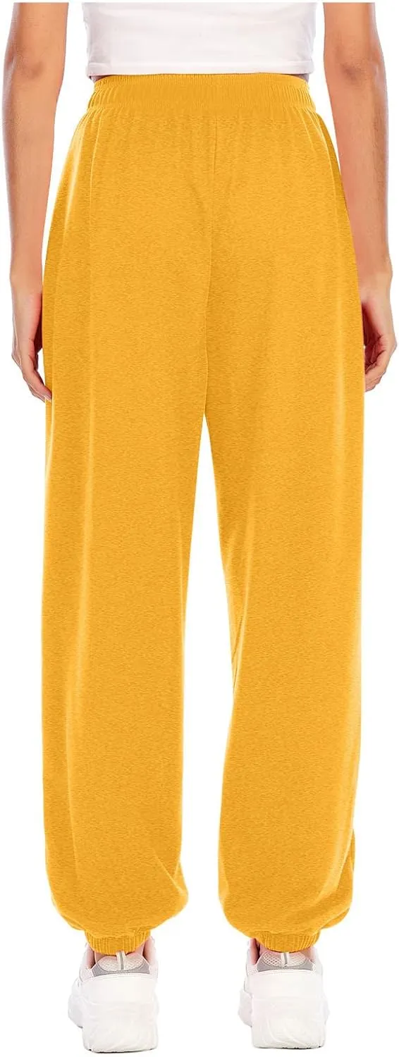 Women's Wide Leg Sweatpants 2023 Lounge Baggy Cinch Bottom Sweat Pants Joggers High Waist Sporty Gym Athletic Loose Fit Pants
